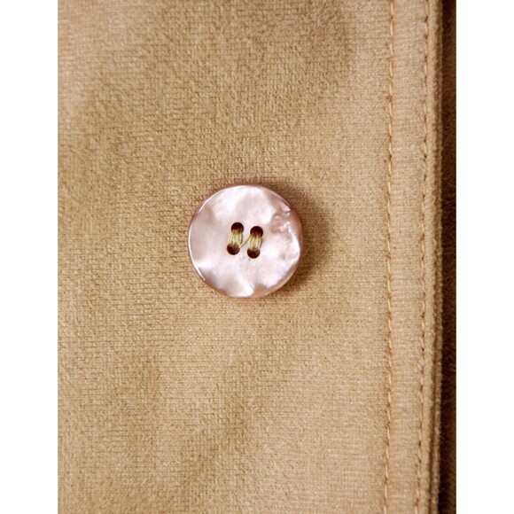 1970s Camel Trench Coat Size Medium 70s Minimalist Jacket Tan Wrap Trench Coat - Picture 9 of 10